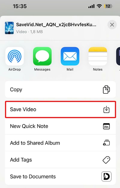 ios click savevideo